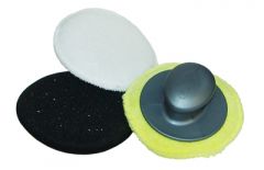 3 PIECE POLISHING PADS WITH INTERCHANGABLE HOOK & LOOP PLASTIC HANDLE